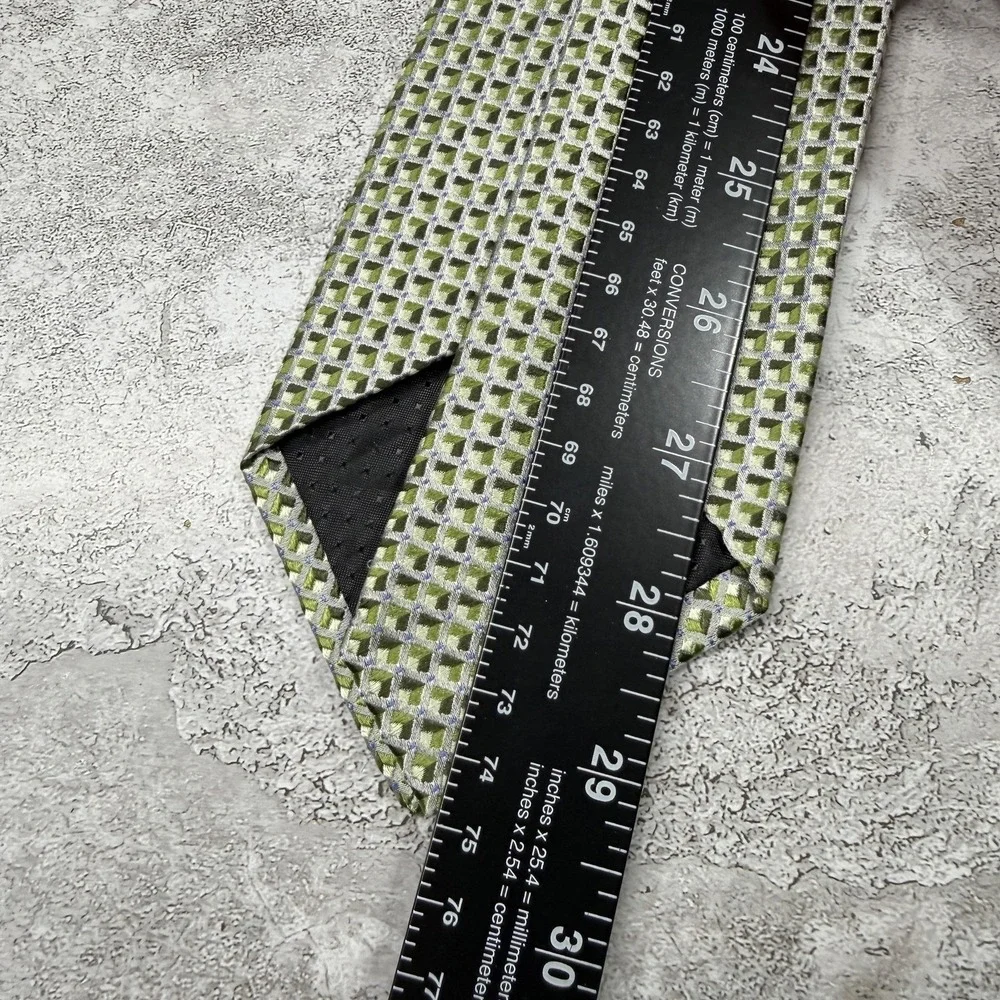 Geoffrey Beene Tie Set‎ Mens One Size Green Geometric Silk Made In China Necktie